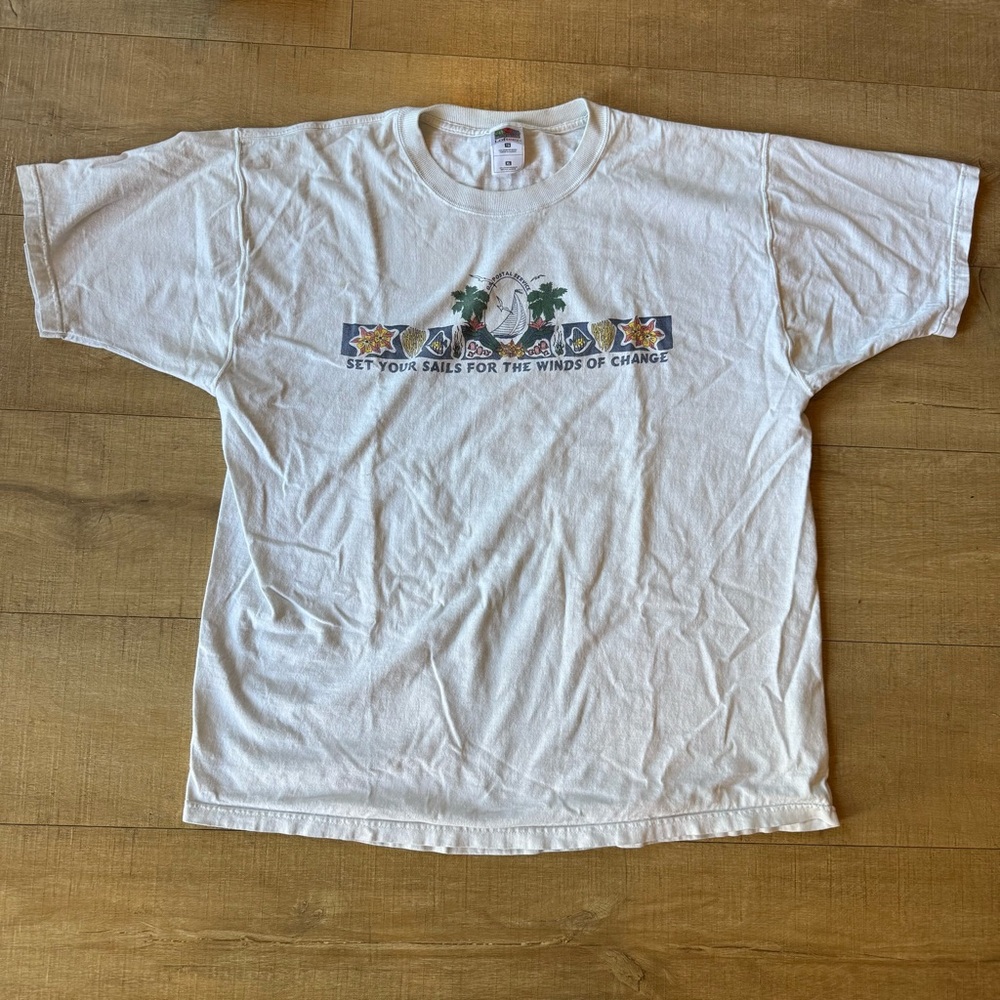 VTG Y2K Lofteez Fruit of the Loom White T-Shirt USPS nautical coastal size XL
